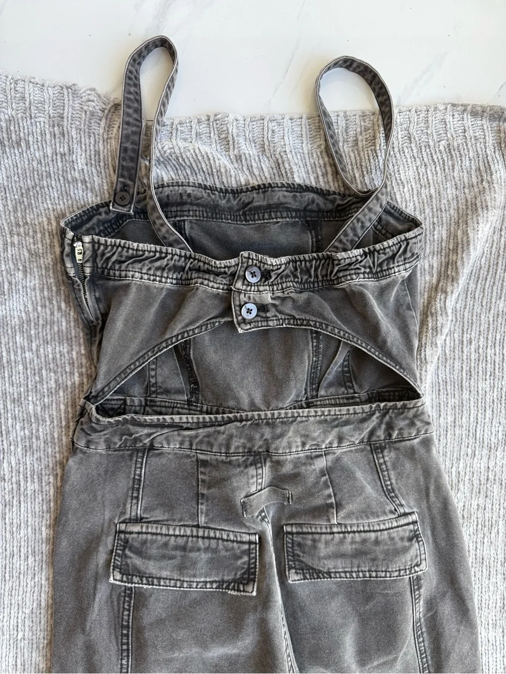 Free People Women’s Go West Utility Jumpsuit Washed Black Size S